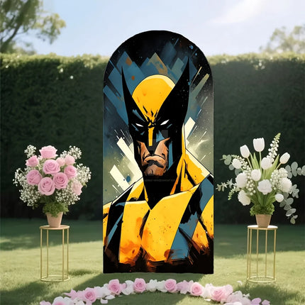 Superhero Wolverine Deadpool theme arch background children's boy birthday partydecoration layoutbackground props stretch fabric
