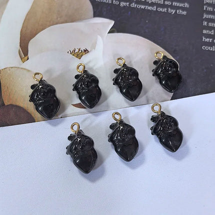 10pcs Simulation Wine Red Cardiac Organ Resin Charms Hallowmas Pendant For Jewelry Make DIY Cute Earring Necklace Bracelet Charm