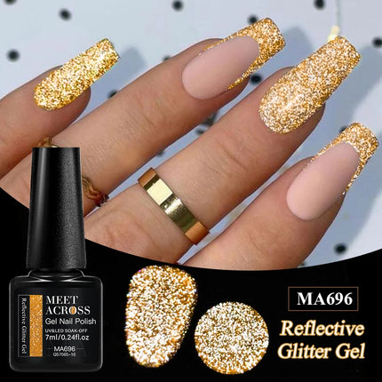 7Ml Reflective GlitterGel Nail Polish Bright Sparkling Silver Color Semi-permanent Soak Off Nail Art UV Varnish Nail Supplies