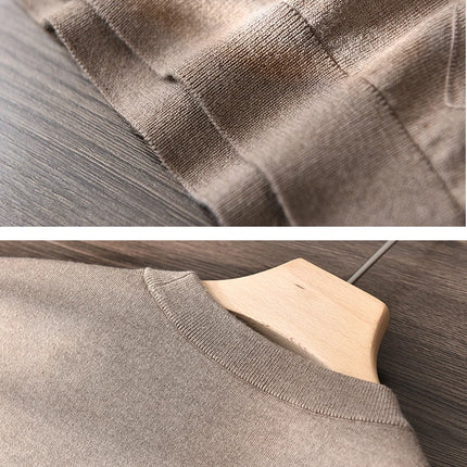 85% Silk + 15% Cashmere Men's T-shirt Casual Solid Color Knitted Pullover Short-Sleeved Round Neck Tees Basic Tops