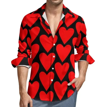Men's Long Sleeve Shirts Poker Symbols Casual Male Playing Card Suits Shirt Long Sleeve Funny Blouses Spring Clothes Shirts