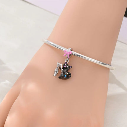 Hot Sale 925 Sterling Silver Cute Panda Beads & Penguin Dangle Charm Fit Snake Bracelet Boutique Necklace Black Pendant Gift