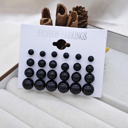 12 Pairs of Fashionable and Simple Pearl Imitation Women's Earring Set Suitable for Daily Wear, Holiday Gifts, Classic Jewelry
