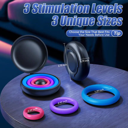 3 Pcs Reusable Silicone Cock Penis Rings Enlargers Erection Enhancing Long Lasting Ejaculation Adult Sex Toys for Men or Couple