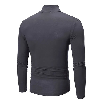Autumn  Winter Men's High Neck T-shirt Slim Fit Fashion High Elastic Long Sleeve Casual Breathable Apparel Pullover