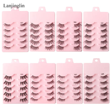 Half Eey Lashes 3/5/10 Pairs New Faux Mink Lashes Natural False Eyelashes Wispy Fluffy Eyelash Extension Makeup Half Lashes Tool