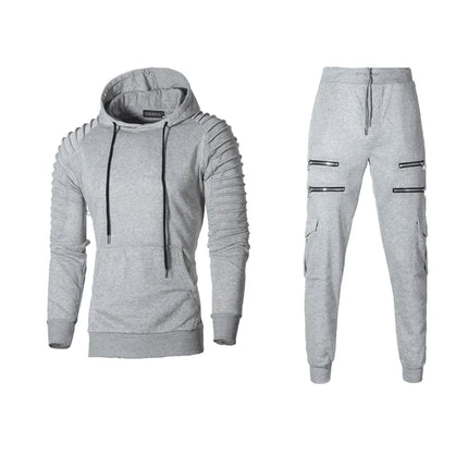 2025 New Men's Sportswear Set Two-piece Casual Jogging Warm Breathable Fitness Sportswear Set Military Tactical Hoodie + Trouser