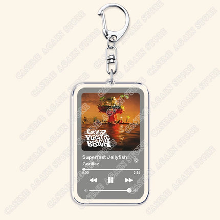 Hot Gorillaz Band Music Keychains for Women Accessories Bag Feel Good Inc Clint Eastwood Song Keying Jewelry Fans Friends Gifts