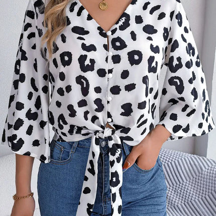 VigoCasey 2025 Female Leopard Print Chiffon Shirt Women Casual Long Sleeve Top Spring Office Lady Single Breasted Tops Clothes
