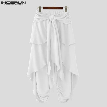 INCERUN Fashion Summer Spring Men Casual Pants Harem Pant Pleated Long Trousers Streetwear Oversize Men's Clothing S-5XL