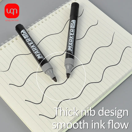 WQN-3/6/12PCS Oil-Based Marker Waterproof Quick Dry Black Ink Metallic Glass Painting DIY School and Office Stationery Supplies