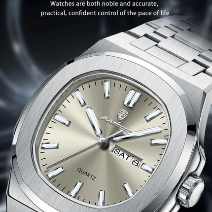 POEDAGAR Exquisite Fashion Men's Watches Waterproof Luminous Date Week Men Watch Stainless Steel Quartz Casual Classic Man Watch