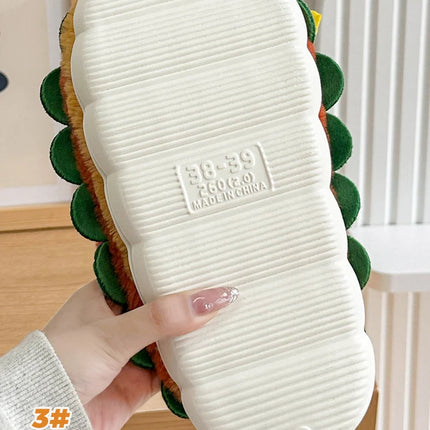 Creative Simulation Hamburger Slippers Women Men Funny Thick Sole Plush Shoes Non-Slip Soft Bottom 3D Cartoon Slides Indoor Home