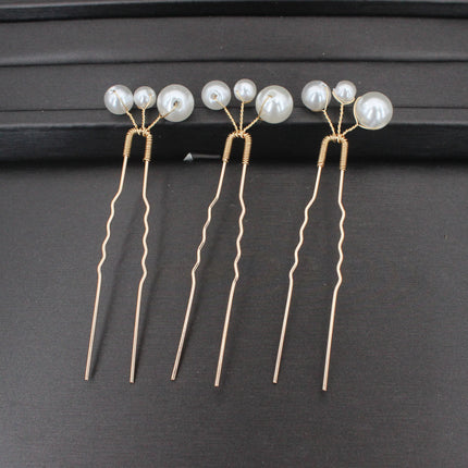 Handmade Pearl Flower Hairpin Gold Color Leaf Shaped Metal Wedding Bride Hair Clips Hair Jewelry Accessories Bride Hair wear