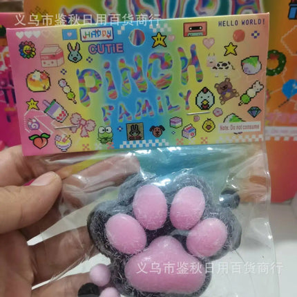 Hot Selling Russian Strawberry Cat Paw Squeeze Toy Cute Stress Relief Plush Soft Fidget Game Same