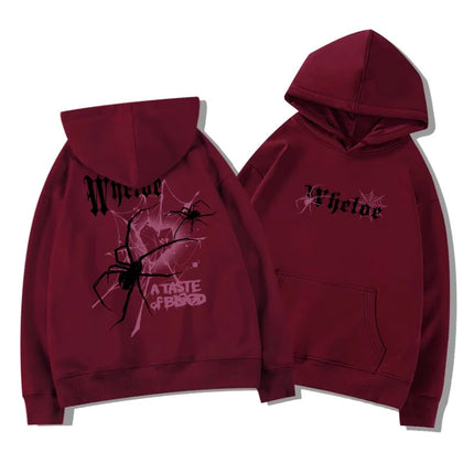 25 Autumn Winter Best-selling Trend Spider Print Men Women Hooded Sweatshirt Daily Outdoor Vacation Casual Loose Warm Sportswear