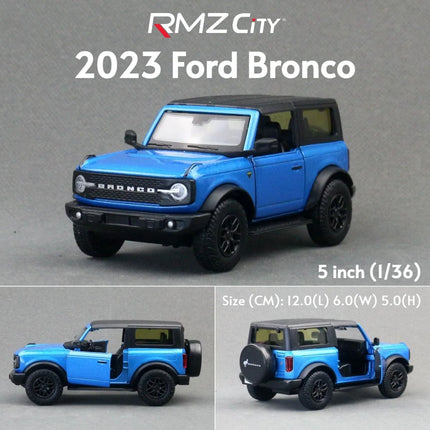 1/36 Ford Bronco SUV Off-Road Toy Car Model For Children RMZ CiTY Diecast Miniature Pull Back Collection Gift for Kid Boys