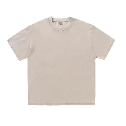 Washed Pure Cotton Short Sleeve Crew Neck Casual T-shirt Vintage Customizable Logo Men's Fashion All Seasons round Neck Top