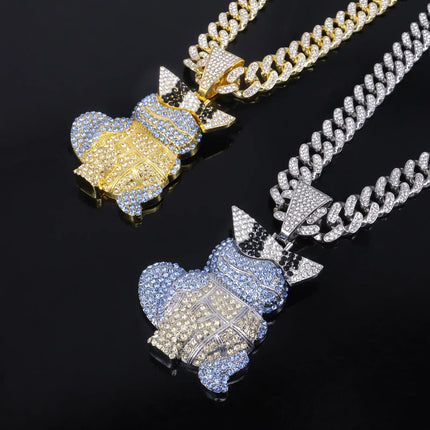 Anime Diamond Squirtle Pendant Necklace Men's and Women's Fashion Cuban Chain, Children's Holiday Gift