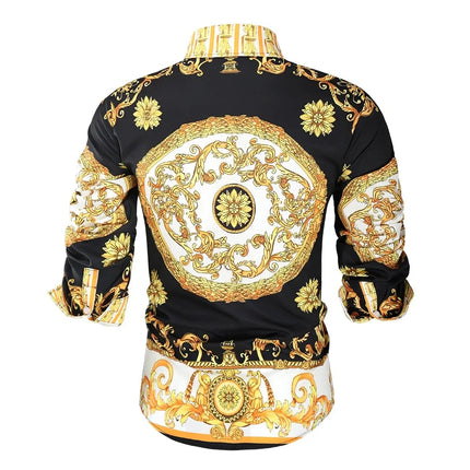 2023 New Men's 3D Digital Print Fashion Slim Fit Long Sleeve Shirt Smooths Your Silhouette Cross-Border Wholesale