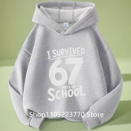 Spring And Autumn Single Casual Fashion Christmas #67 Boys Black Hoodie, Six Seven, Hand Support 67 Cartoon Print Pattern