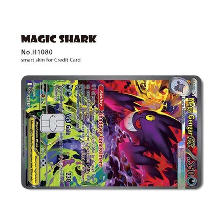 Magic Shark Mew Charizard EX Eevee Gengar Pikachu TCG Card Holographic Laser Skin Film Sticker for Bank Credit Card