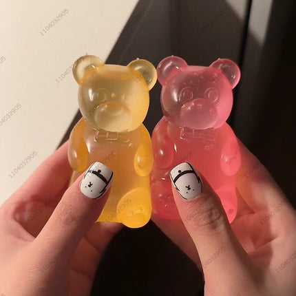 Colorful Gummy Bear Fudge Squeeze Toy Jelly Bean Gummy Candy Fidget Hand Relax Toy Anti-Stress Release for All Ages