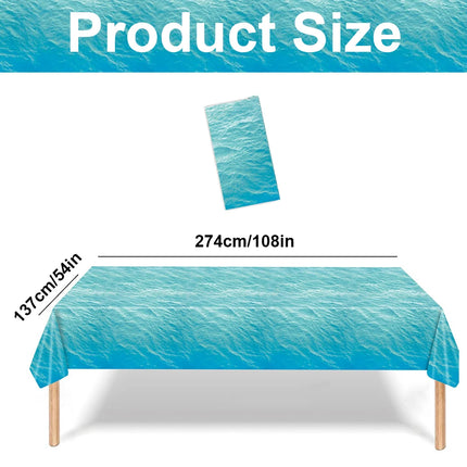 Sea Wave Tablecloth 54x108Inch Water Ripple Plastic Tablecloth Ocean Mermaid Party Table Cover Summer Beach Pool Birthday Decors