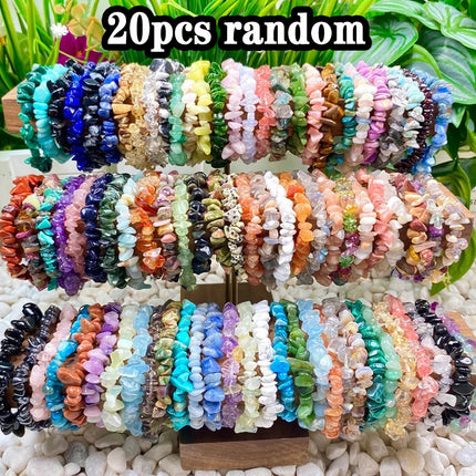 5/10/20pcs Random Women's Gravel Bracelet Set Natural Colored Gravel Bead Bracelet Irregular Bracelet Spiritual Elastic Bead