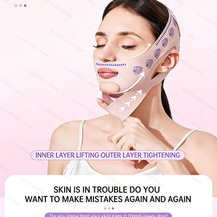 Double Layer Upgraded Chin Up Mask V-Line Face Lift Tighten Mask Face Lifting Belt Anti Wrinkle Facial Massage Strap Skin Care ﻿