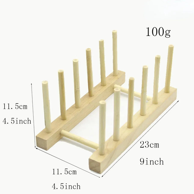 Wooden Dish Drainer Rack Kitchen Dishes Stand Plate Dish Drying Rack Pot Lid Racks Kitchen Organizer Drying Cups Display Shelf