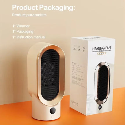 800W Portable Electric Heater Two-speed Temperature Adjustable PTC Ceramic Heater for Winter Bedroom Office Dormitory Heating