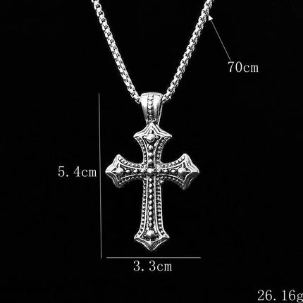 Vintage Cross Pendant Necklace Unisex Versatile Simple Long Sweater Chain Hip Hop Accessory