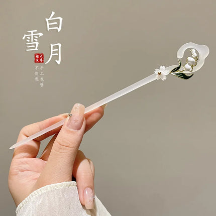 Chinese Style Hair Stick Glowing Lotus Lantern Hairpin Women Ancient Style Palace Lantern Hair Stick Flower Tassel Hair Insert