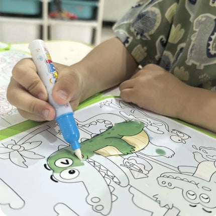 Foldable Water Painting Book For Kids, Reusable Magic Doodle Coloring Pad With Pen, Educational Animal & Sea World Drawing Book