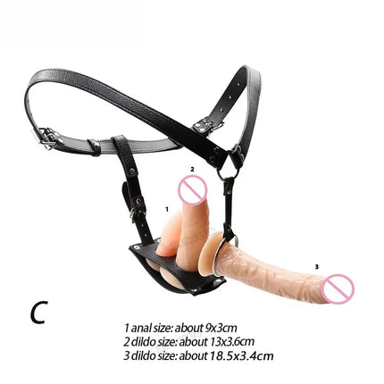 XXOO Lesbian Single Anal Plug Double Dildos Strap on, Harness Adujstable Position,Realistic Penis Strapon Sex Toys for Women