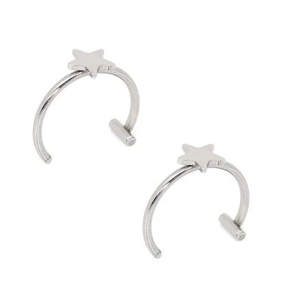 2PCS Trendy 10mm Stainless Steel Punk Clip on Fake Piercing Nose Wrap Lip Rings Unisex Nose Ring Women Men Tusk Body Jewelry