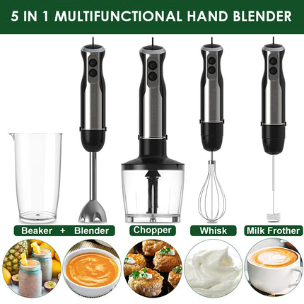 Wancle 5 in 1 Immersion Hand Blender 1000W Electric Mixer Portátil Elétrico for Kitchen Smoothies Egg Whisk Food Processor