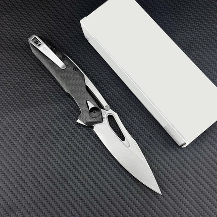 hot sale folding knife pocket outdoor camping hitting BBQ home hand tools D2 Blade material 420 steelcarbon fiber material