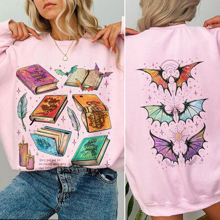 Fan Of ACOTAR Series Two Sided Sweatshirt The Bat Boys Velaris Book Lover Sweater Long Sleeve Fleece Sweatshirt Y2K Streetwear