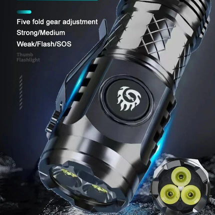Ultra Powerful Flashlight 3Core LED Mini Tactical Flashlight USB Rechargeable High Power LED Torch With Magnet Hand Lamp Gift