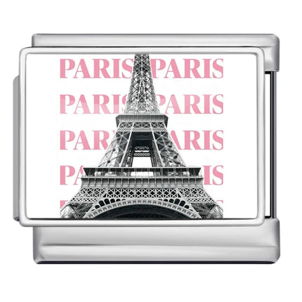 2025 Hot Selling Creative English Landmark Italian Charm Chain 9mm Stainless Steel Modular Bracelet Jewelry Wholesale
