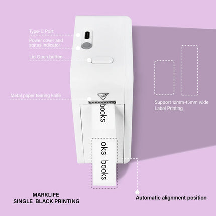 MarkLife P15 Thermal Label Printer Mini Portable Wireless Bluetooth-compatible Labeling Sticker Machine for Home Office