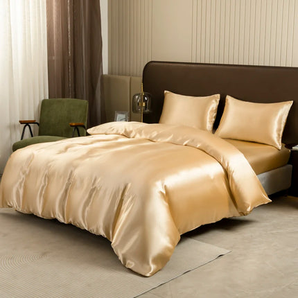 Black Luxury Ice Silk Bedding Set Satin Silky Duvet Cover Set With Pillowcase High-end Home Textiles Solid Color Bed Cover Sets