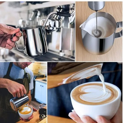 350ml/600ml (12 Oz/20 Oz) Milk Frother Steam Canister Stainless Steel Coffee Latte Art Milk Carafe Cup with Art Pen, 12 Oz