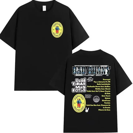 Y2k Fashion Top Rapper Bad Bunny Tour 2025 Album Merch T Shirts Debi Tirar Mas Fotos DTMF Graphics Cotton Printed T-shirt Unisex