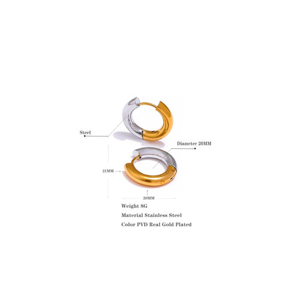 Yhpup  Chic Stainless Steel Geometric Round Hoop Earrings Women Gold Silver Color Charm Trendy Fashion Temperament Jewelry