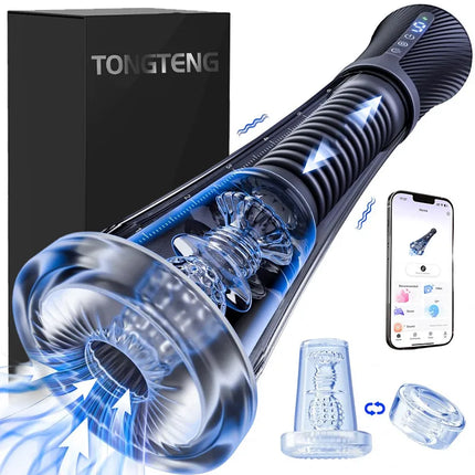 Male Masturbator Penis Pump Enlarger Transparent Visual Male Sex Toys for Men APP Control Vibrating Vacuum Suction Glans Trainer