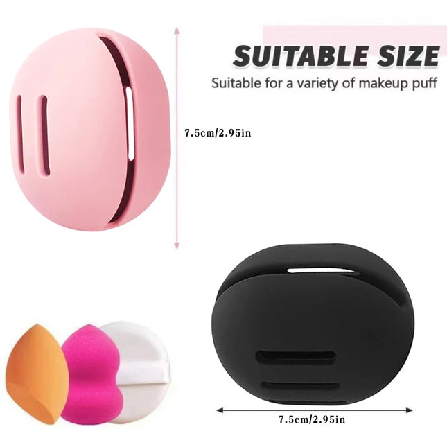 Makeup Sponge Travel Case, Eco-Friendly Silicone Porous Beauty Sponge Storage Case, Travel Portable Makeup Powder Puff Storage C