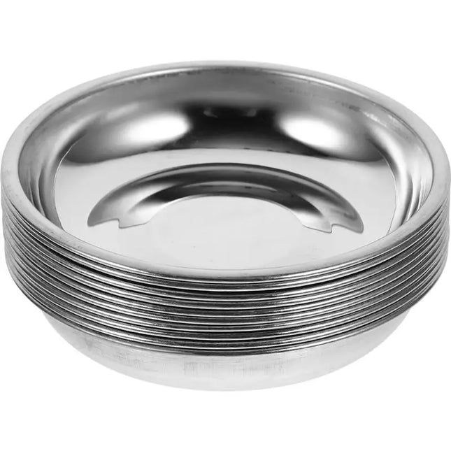 10Pcs Sauce Dish Stainless Steel Sauce Bowl 8cm Round Seasoning Dishes Sushi Dipping Bowl Saucers Bowl Mini Appetizer Plates